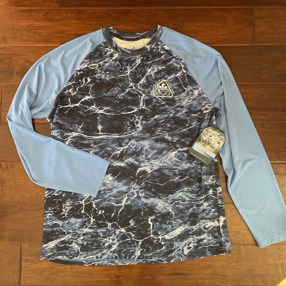 EAG Engineered‎ Angling Gear Mens Large Blue Water Ripple Fishing Shirt NWT L